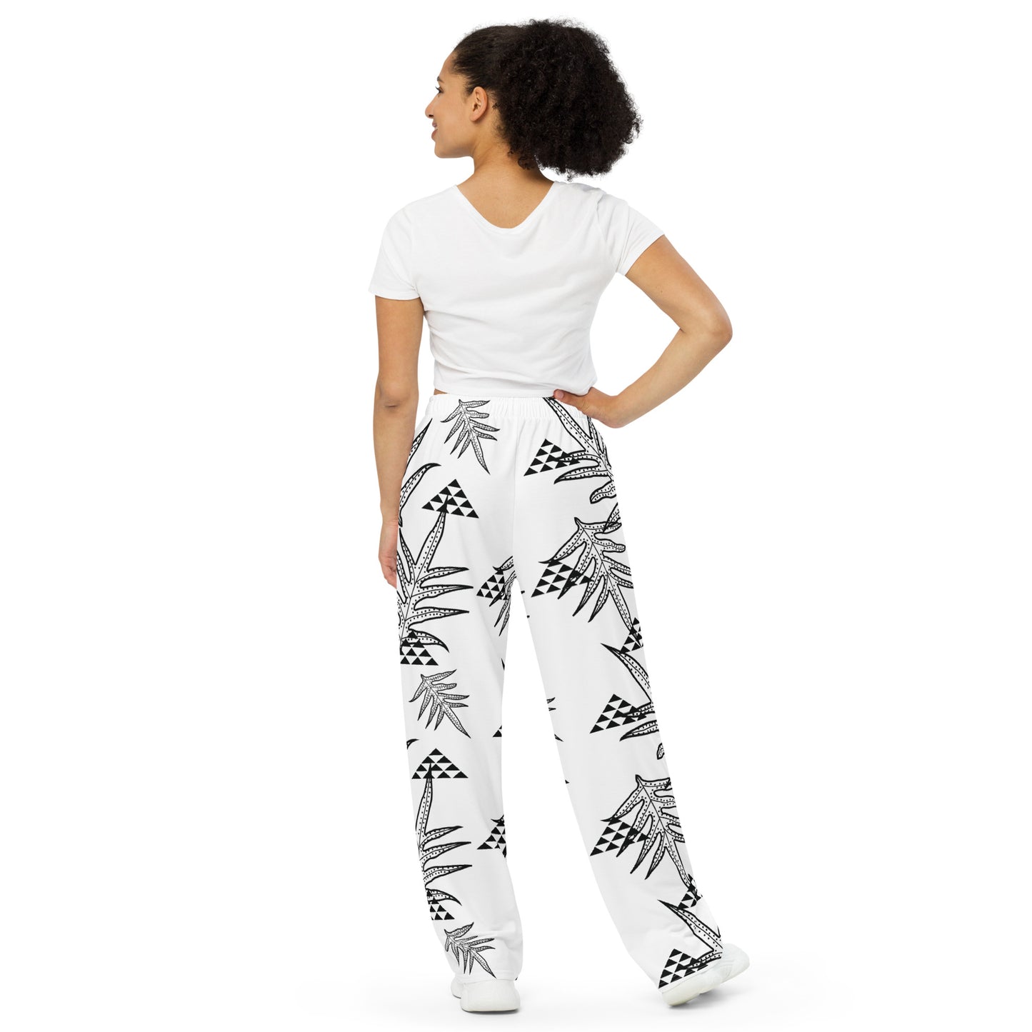 Laua'e White unisex wide-leg pants