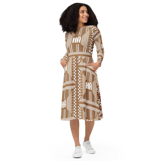 Malino Long Sleeve Dress - Brown