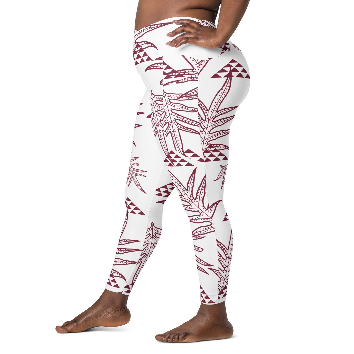 Laua'e Maroon Leggings with pockets