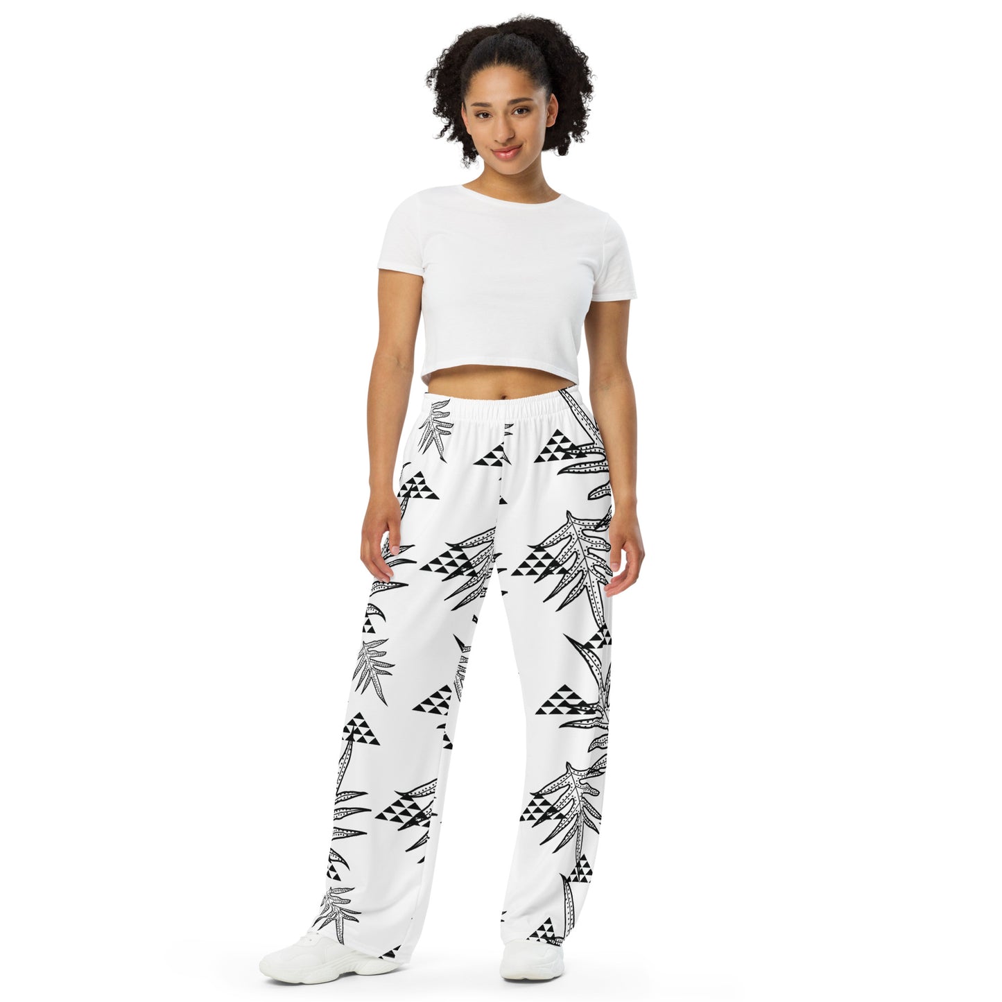 Laua'e White unisex wide-leg pants