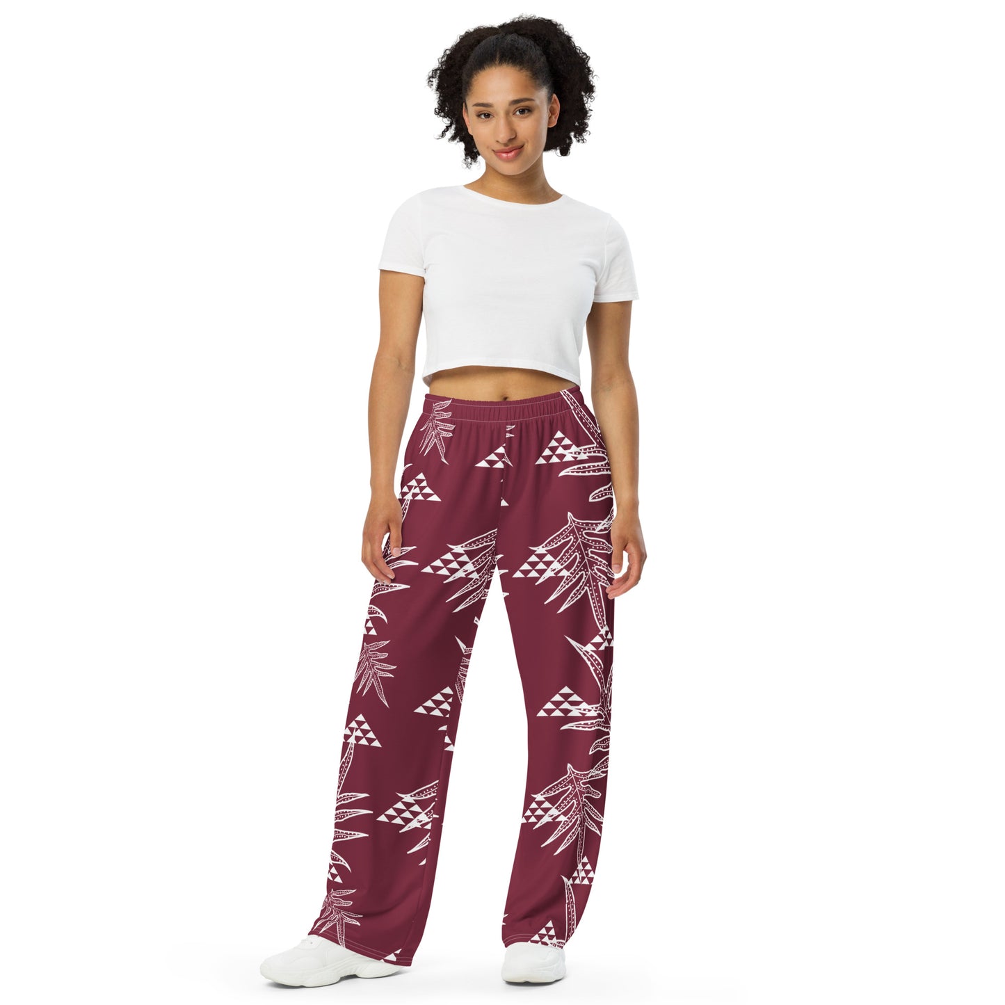 Laua'e Maroon unisex wide-leg pants