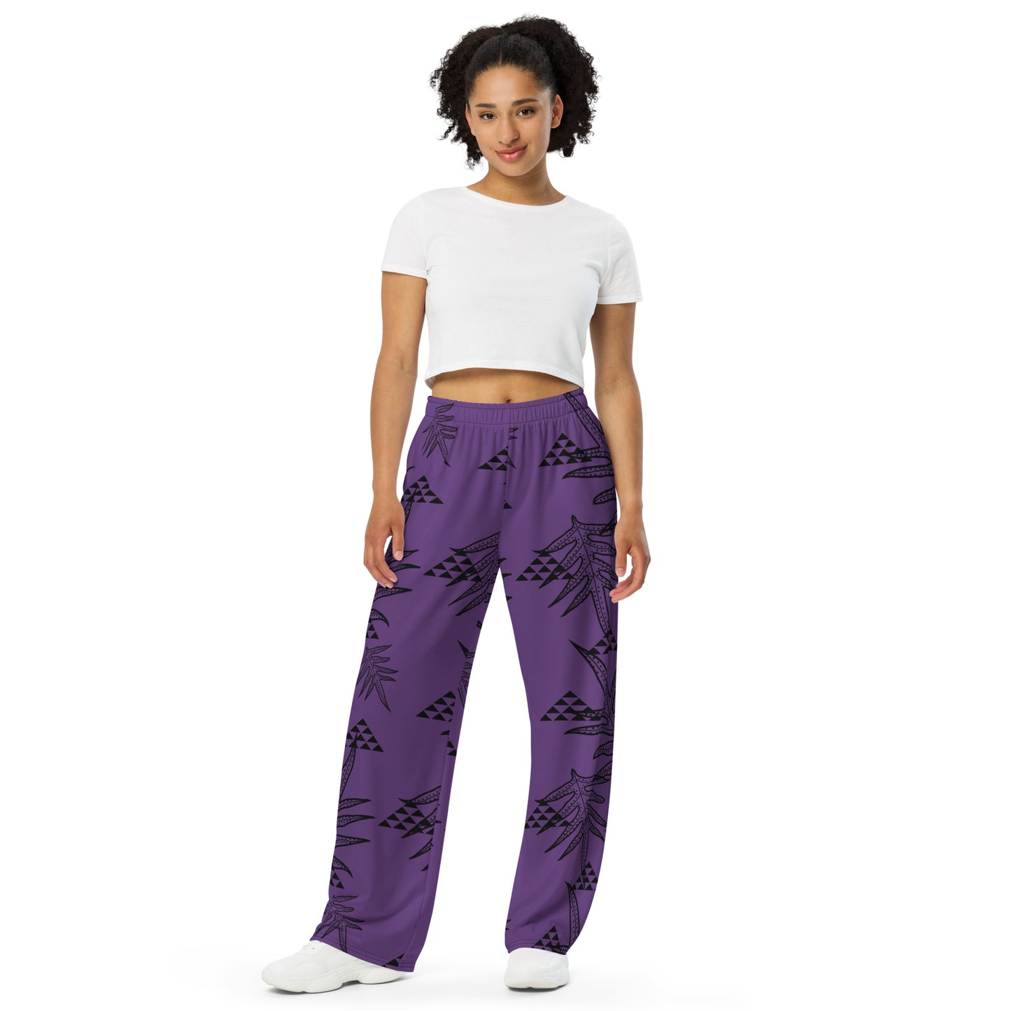 Laua'e Purple unisex wide-leg pants