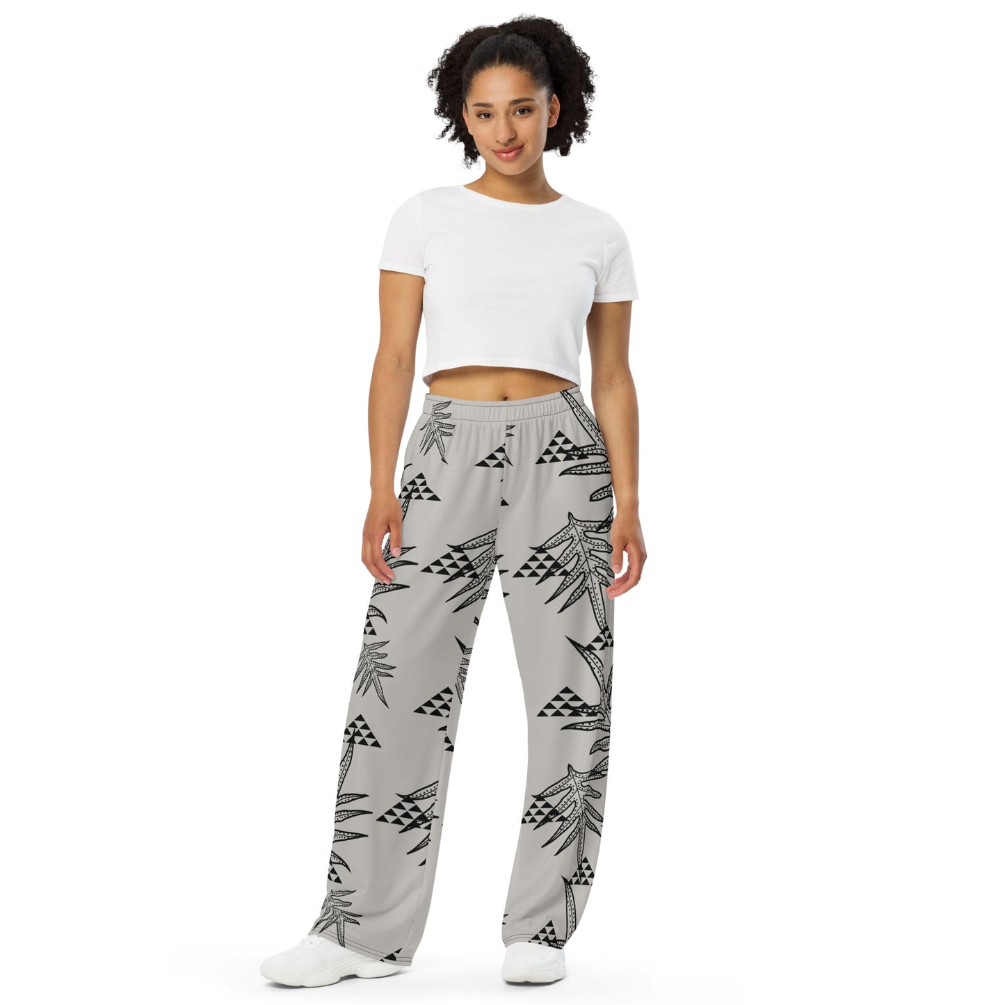 Laua'e Grey unisex wide-leg pants