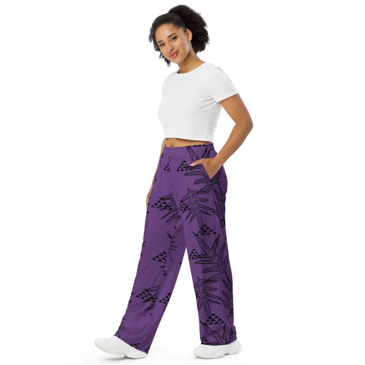 Laua'e Purple unisex wide-leg pants