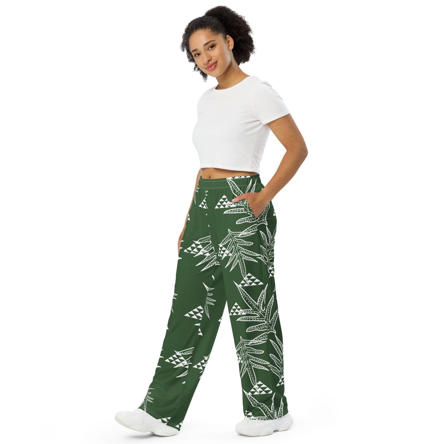 Laua'e Green unisex wide-leg pants