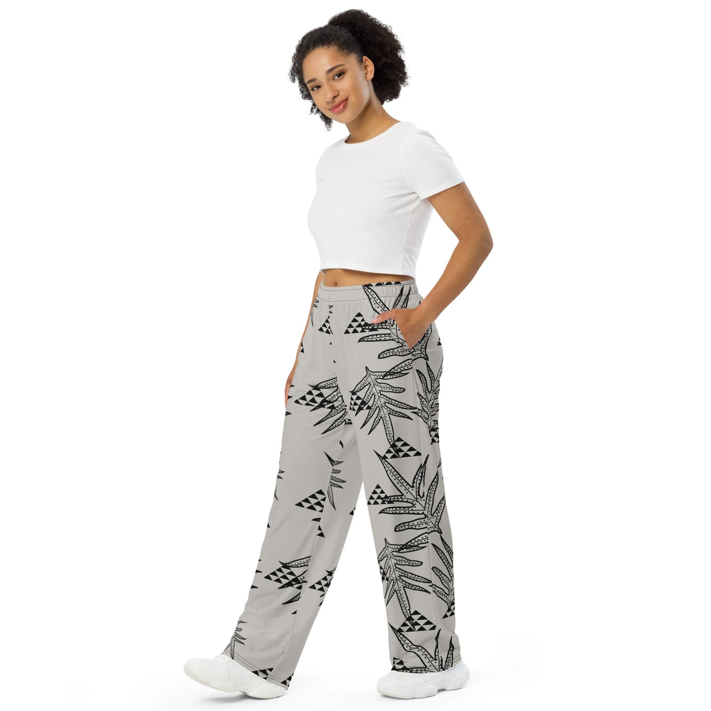 Laua'e Grey unisex wide-leg pants